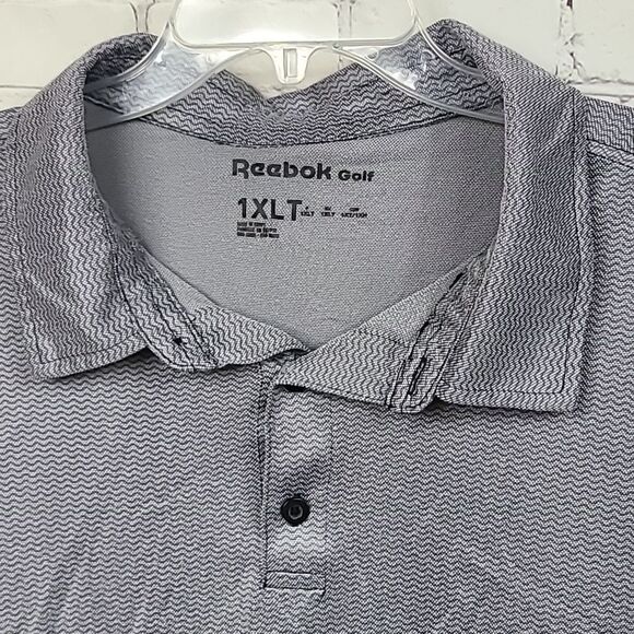 Reebok Men's 1XLT Golf Polo Shirt Gray Work School Uniform Activewear Big Tall - Picture 5 of 12